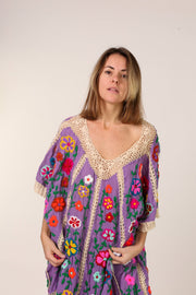 BELLA FLOR CROCHET KAFTAN - sustainably made MOMO NEW YORK sustainable clothing, kaftan slow fashion