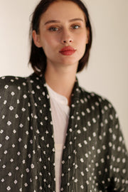 BLACK DOT SILK KIMONO LUNI - sustainably made MOMO NEW YORK sustainable clothing, Kimono slow fashion