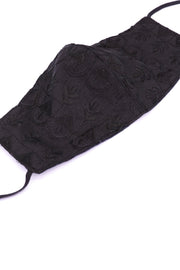 BLACK EMBROIDERED FACE MASK HOLLEE - sustainably made MOMO NEW YORK sustainable clothing, offerfm slow fashion