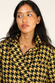 BLACK YELLOW CHECKERED JACKET BLAZER ROINA - sustainably made MOMO NEW YORK sustainable clothing, fall22 slow fashion