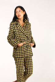 BLACK YELLOW CHECKERED JACKET BLAZER ROINA - sustainably made MOMO NEW YORK sustainable clothing, fall22 slow fashion