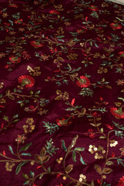 BURGUNDY EMBROIDERED SILK B32-49 - sustainably made MOMO NEW YORK sustainable clothing, slow fashion