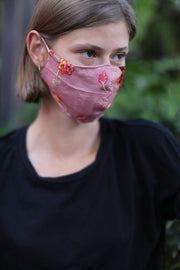 CHIFFON / COTTON EMBROIDERED FACE MASK MONA - sustainably made MOMO NEW YORK sustainable clothing, offerfm slow fashion