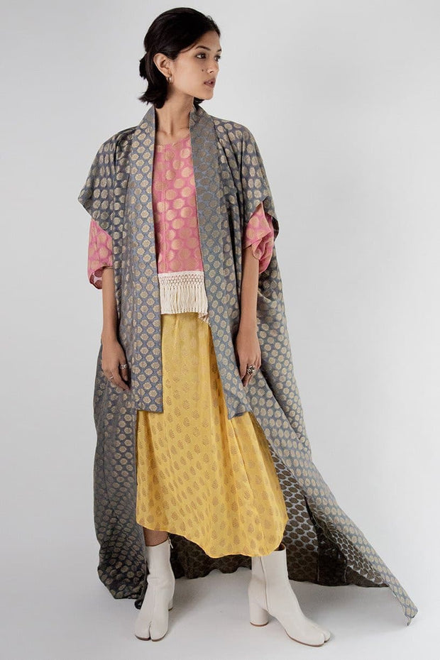 Chiffon Silk Kimono Kaftan Robe Gisele - sustainably made MOMO NEW YORK sustainable clothing, Jacket slow fashion