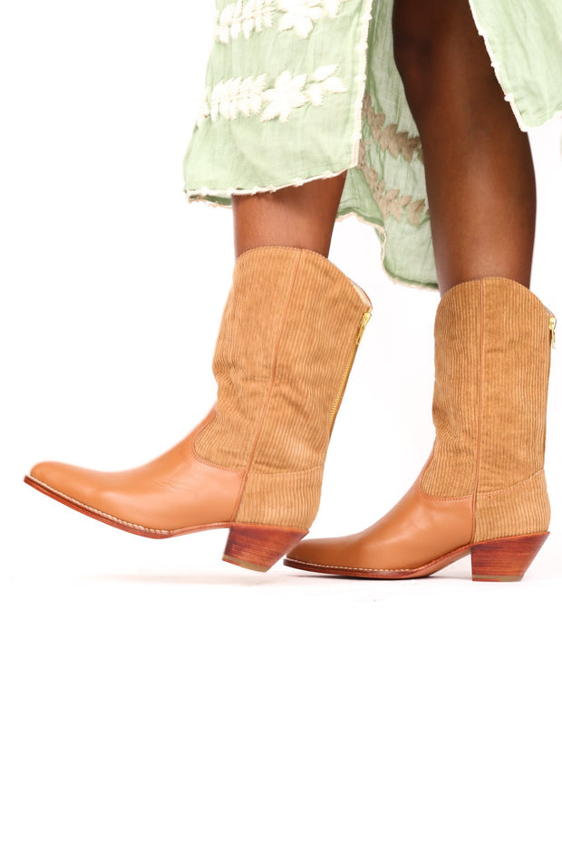 CORDUROY WESTERN STYLE BOOTS - sustainably made MOMO NEW YORK sustainable clothing, boots slow fashion