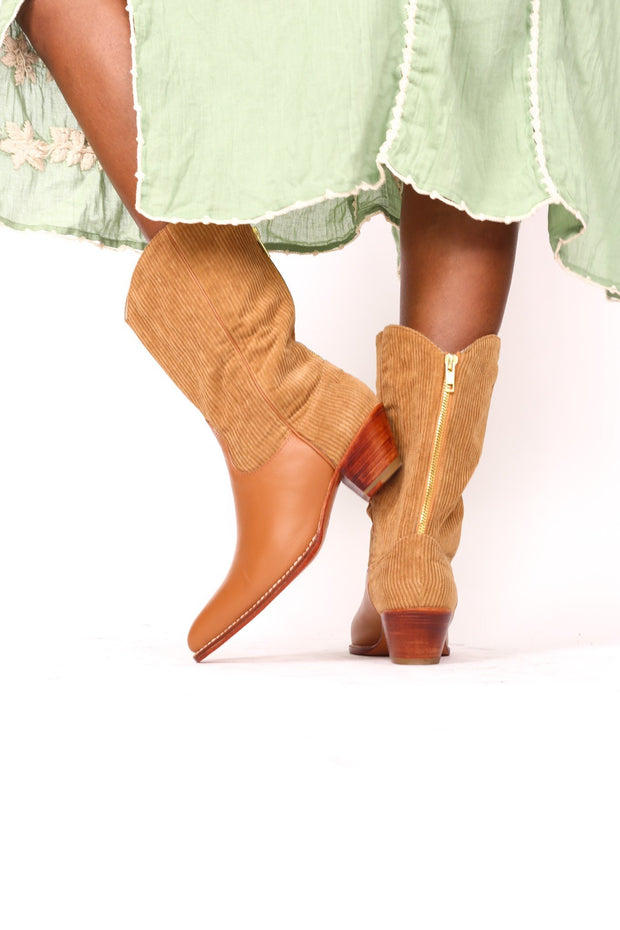 CORDUROY WESTERN STYLE BOOTS - sustainably made MOMO NEW YORK sustainable clothing, boots slow fashion
