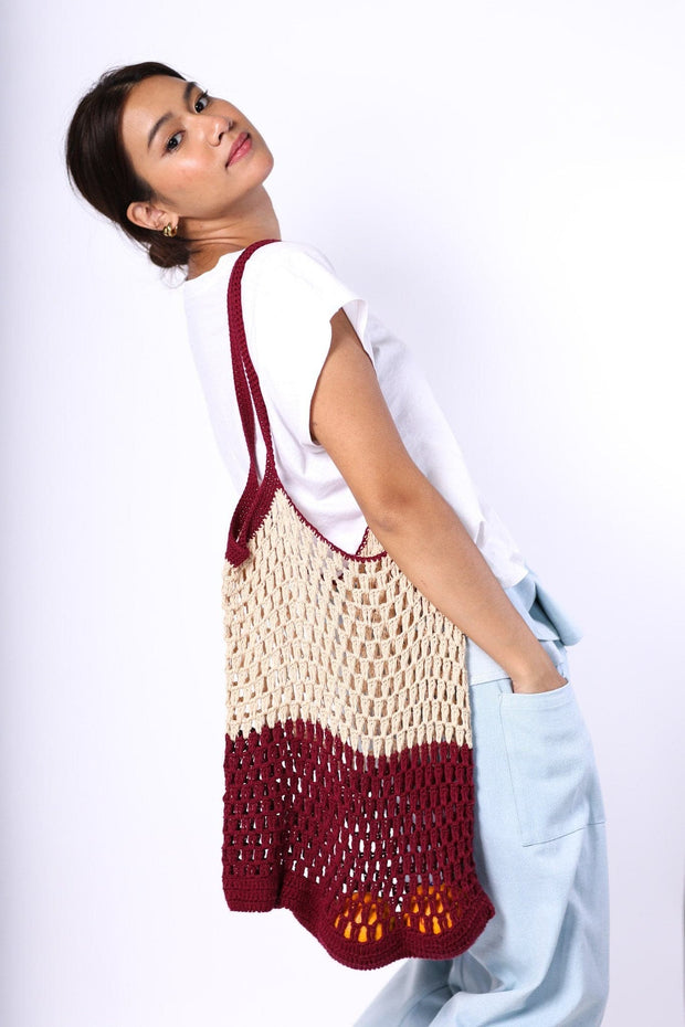 CROCHET SHOPPER BAG JASMIN - sustainably made MOMO NEW YORK sustainable clothing, crochet slow fashion