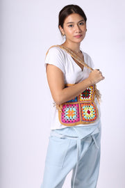 CROCHET SHOULDER CROSS BODY BAG TIBB - sustainably made MOMO NEW YORK sustainable clothing, crochet slow fashion