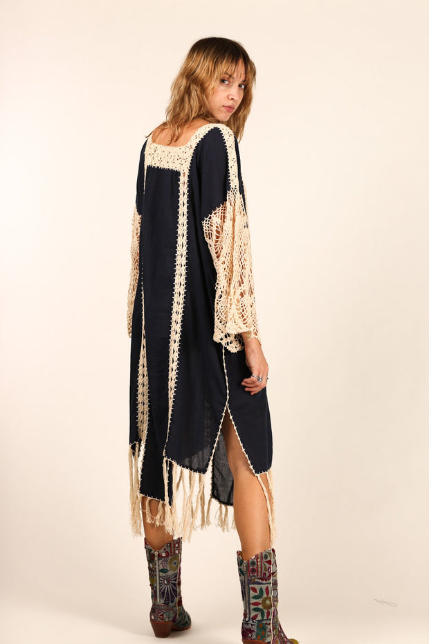 CROCHET SLEEVES KAFTAN HANNELI - sustainably made MOMO NEW YORK sustainable clothing, dress slow fashion