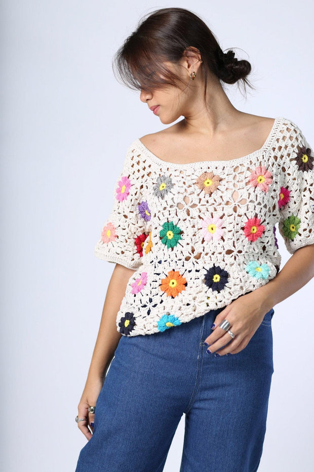 CROCHET TOP TAPPY - sustainably made MOMO NEW YORK sustainable clothing, crochet slow fashion