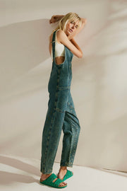 DENIM JUMPSUIT ROMPER CILIA - sustainably made MOMO NEW YORK sustainable clothing, pants slow fashion