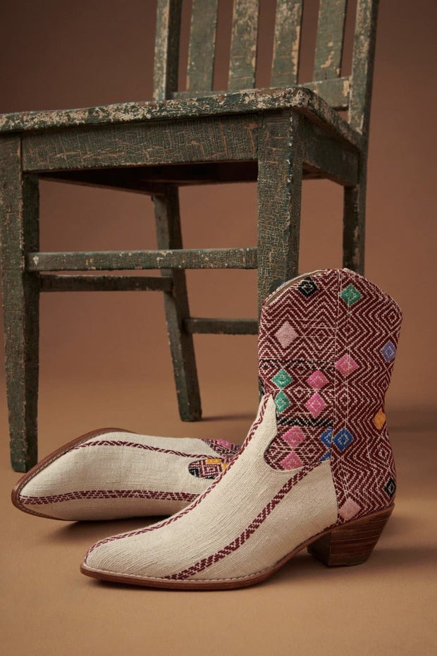 DIAMOND EMBROIDERED WESTERN BOOTS X ANTHROPOLOGIE - sustainably made MOMO NEW YORK sustainable clothing, boots slow fashion