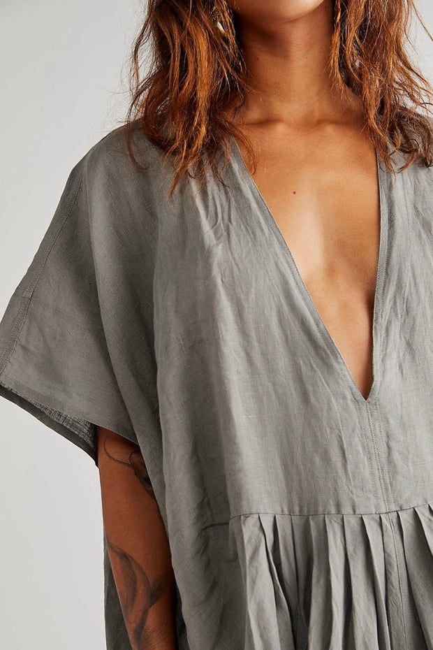 DRIFTER LINEN DRESS X FREE PEOPLE - sustainably made MOMO NEW YORK sustainable clothing, dress slow fashion