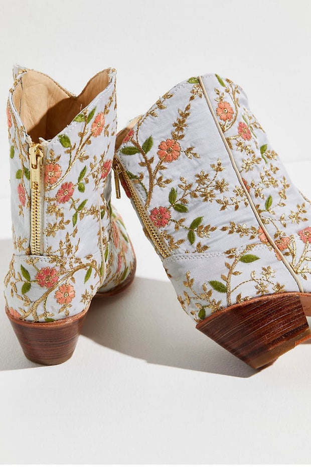 ELOISE EMBROIDERED ANKLE BOOTS X FREE PEOPLE - sustainably made MOMO NEW YORK sustainable clothing, boots slow fashion