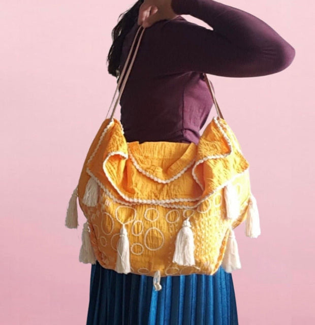 EMBROIDERED BOHO CHIC BAG ORION - sustainably made MOMO NEW YORK sustainable clothing, resort2023 slow fashion