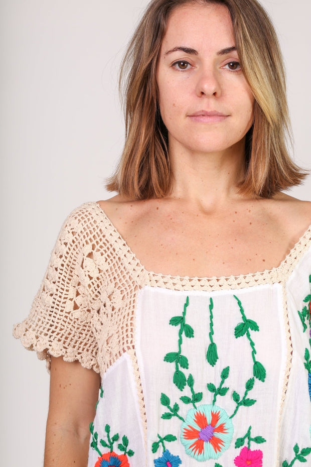 EMBROIDERED DRESS ISABELLE - sustainably made MOMO NEW YORK sustainable clothing, kaftan slow fashion