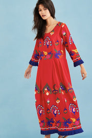 EMBROIDERED DRESS NELI - sustainably made MOMO NEW YORK sustainable clothing, dress slow fashion