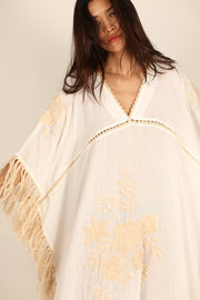 EMBROIDERED KAFTAN CASSI - sustainably made MOMO NEW YORK sustainable clothing, kaftan slow fashion