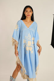 EMBROIDERED KAFTAN CASSI - sustainably made MOMO NEW YORK sustainable clothing, kaftan slow fashion