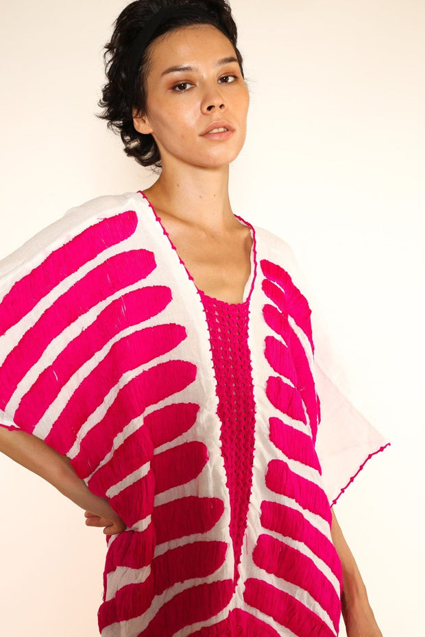 EMBROIDERED KAFTAN MARIE CLAIRE - sustainably made MOMO NEW YORK sustainable clothing, crochet slow fashion