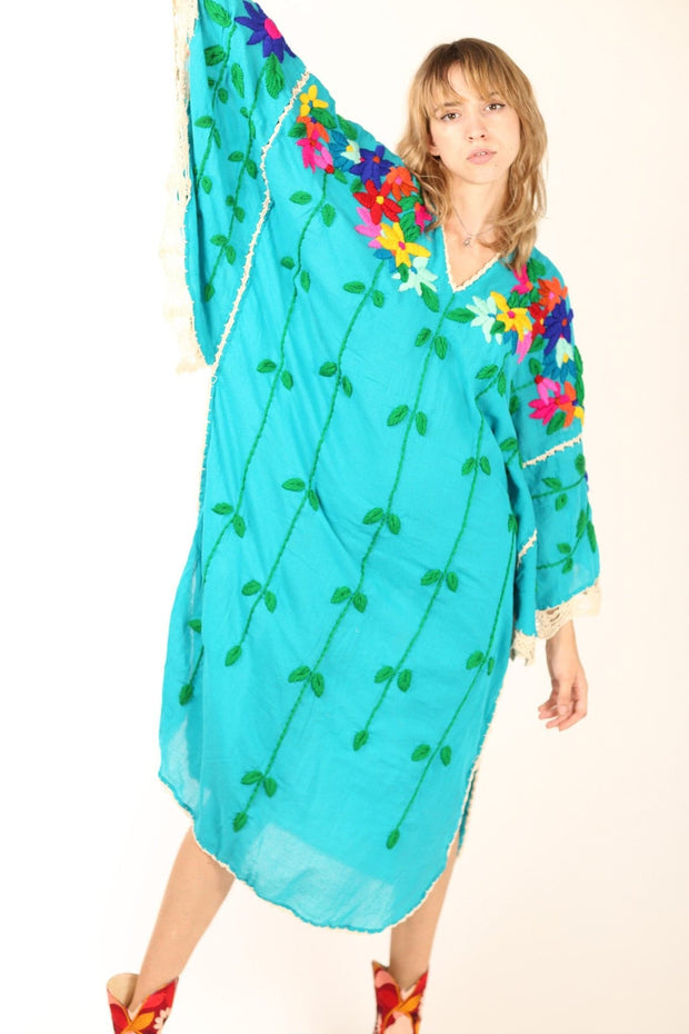 EMBROIDERED KAFTAN NATALIE - sustainably made MOMO NEW YORK sustainable clothing, resort2023 slow fashion