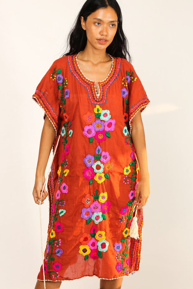 EMBROIDERED KAFTAN PHOEBE - sustainably made MOMO NEW YORK sustainable clothing, kaftan slow fashion