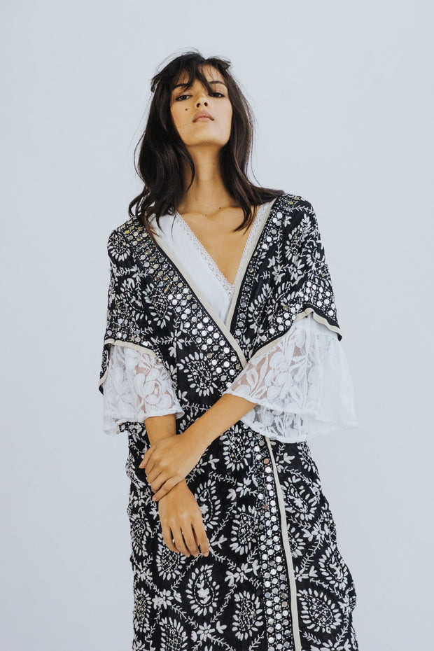 EMBROIDERED KAFTAN PILAR - sustainably made MOMO NEW YORK sustainable clothing, Kimono slow fashion