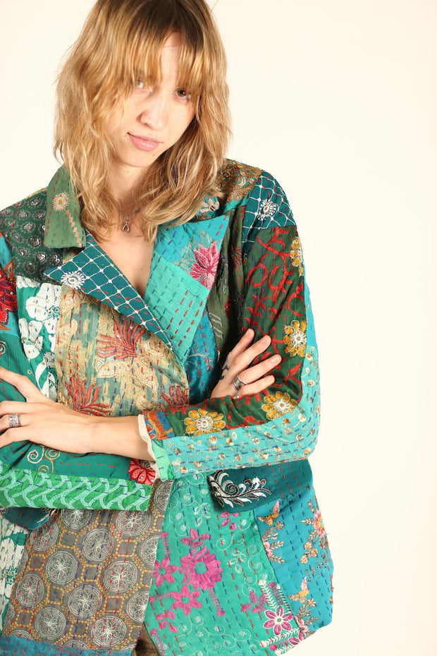 EMBROIDERED PATCHWORK JACKET PENNY - sustainably made MOMO NEW YORK sustainable clothing, Jacket slow fashion