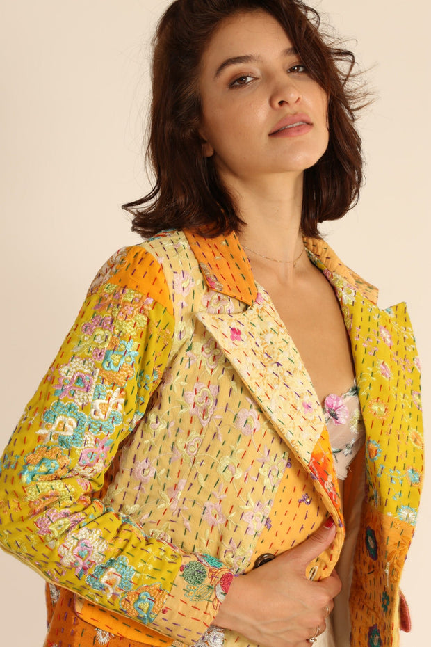 EMBROIDERED PATCHWORK JACKET PENNY - sustainably made MOMO NEW YORK sustainable clothing, Jacket slow fashion