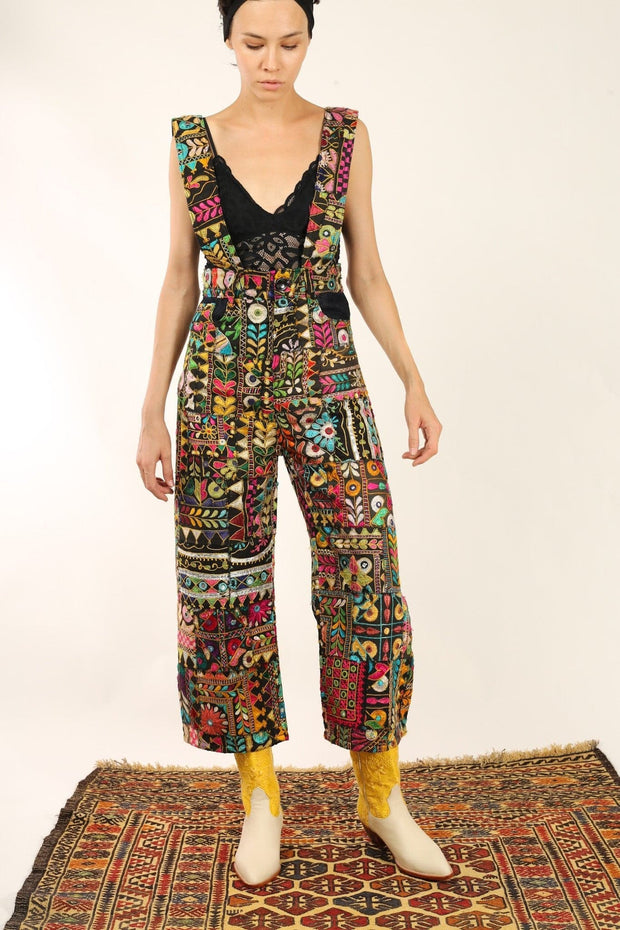 EMBROIDERED PATCHWORK JUMPSUIT HENRY - sustainably made MOMO NEW YORK sustainable clothing, fall22 slow fashion