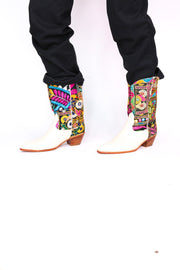 EMBROIDERED PATCHWORK WESTERN BOOTS ANDROMEDA - sustainably made MOMO NEW YORK sustainable clothing, boots slow fashion