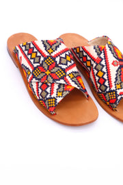 EMBROIDERED SANDALS DAISY NEEDLESTITCH - sustainably made MOMO NEW YORK sustainable clothing, mules slow fashion