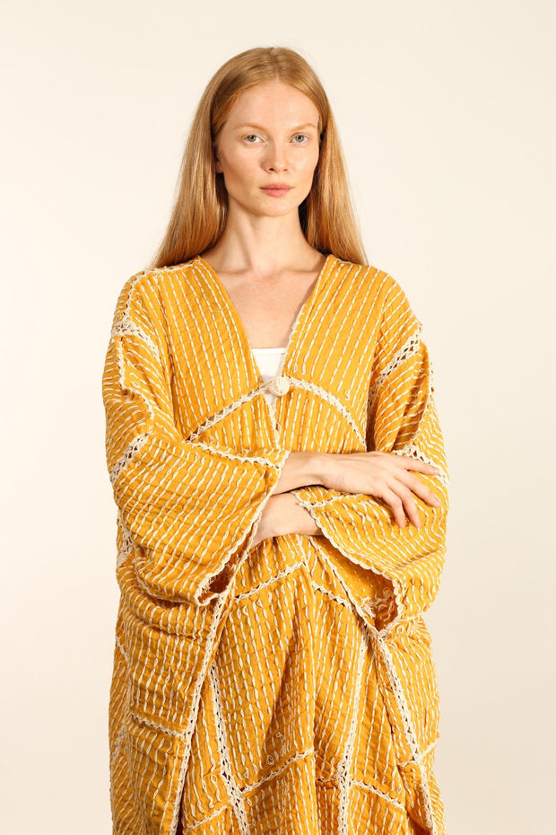 EMBROIDERED STITCH KIMONO LOLITA - sustainably made MOMO NEW YORK sustainable clothing, Kimono slow fashion