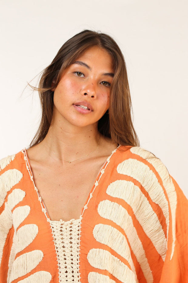 EMBROIDERED TUNIC KAFTAN MARIE CLAIRE - sustainably made MOMO NEW YORK sustainable clothing, kaftan slow fashion