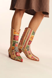 EMBROIDERED WESTERN BOOTS SILK LAFATA - sustainably made MOMO NEW YORK sustainable clothing, boots slow fashion