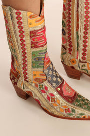 EMBROIDERED WESTERN BOOTS SILK LAFATA - sustainably made MOMO NEW YORK sustainable clothing, boots slow fashion