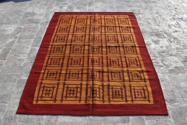 Ethnic Kilim Rug Afghan Kilim, Turkoman Kilim, Boho Kilim Rug Anatolian Kilim Turkish Kilim Floor Antique Kilim Handmade Rug - sustainably made MOMO NEW YORK sustainable clothing, rug slow fashion