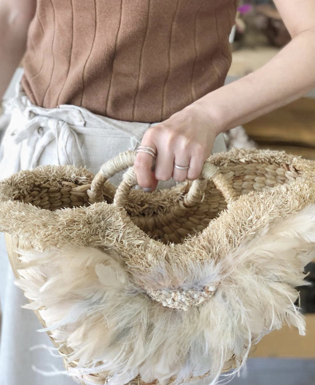 FEATHER BASKET CINDARELLA - sustainably made MOMO NEW YORK sustainable clothing, samplesale1022 slow fashion