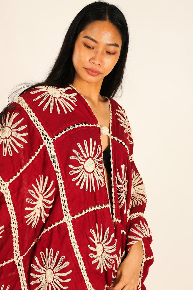 FLORA CROCHET KIMONO X FREE PEOPLE - sustainably made MOMO NEW YORK sustainable clothing, crochet slow fashion