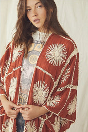 FLORA HAND CROCHET KIMONO DUSTER - sustainably made MOMO NEW YORK sustainable clothing, crochet slow fashion