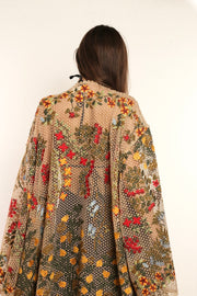 FLOWER COTTON LACE EMBROIDERED KIMONO - sustainably made MOMO NEW YORK sustainable clothing, kimono slow fashion