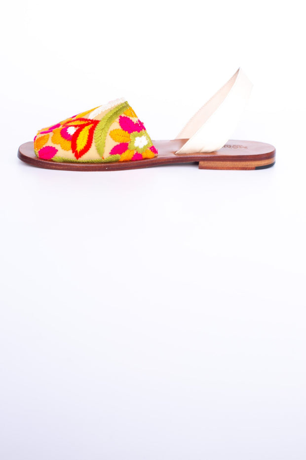 FLOWER EMBROIDERED SANDALS DESSA - sustainably made MOMO NEW YORK sustainable clothing, mules slow fashion