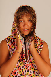 FLOWER PRINT HOODIE DRESS - sustainably made MOMO NEW YORK sustainable clothing, dress slow fashion