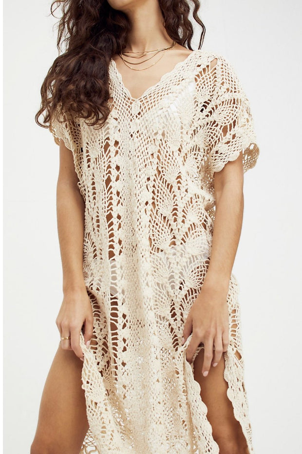 FREE BIRD HAND CROCHET KIMONO - sustainably made MOMO NEW YORK sustainable clothing, crochet slow fashion