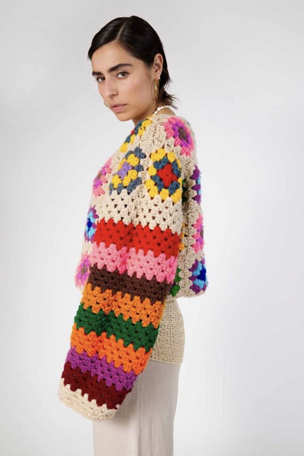 HAND CROCHET CARDIGAN ULLA - sustainably made MOMO NEW YORK sustainable clothing, crochet slow fashion