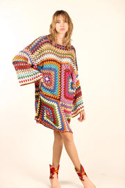 HAND CROCHET KAFTAN RAJA - sustainably made MOMO NEW YORK sustainable clothing, crochet slow fashion