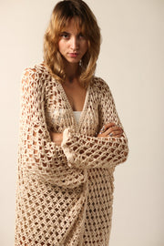 HAND CROCHET KIMONO DUSTER NOEMI - sustainably made MOMO NEW YORK sustainable clothing, wholesale1122 slow fashion