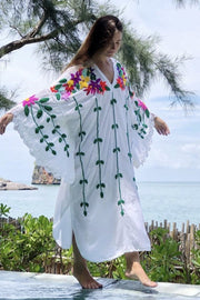 HAND EMBROIDERED KAFTAN NATALIE - sustainably made MOMO NEW YORK sustainable clothing, kaftan slow fashion