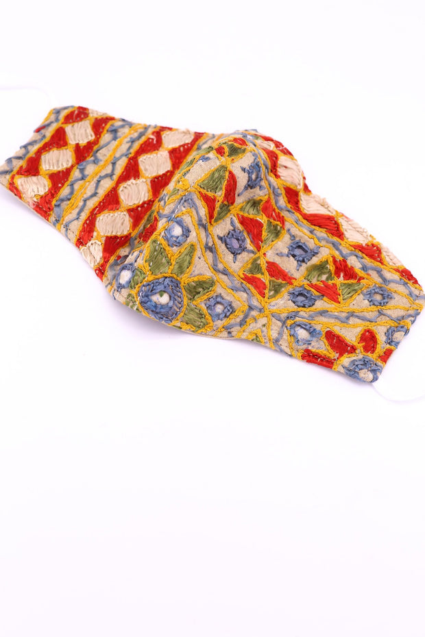 INDIAN EMBROIDERED FACE MASK LEEJ - sustainably made MOMO NEW YORK sustainable clothing, offerfm slow fashion