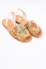 INDIAN EMBROIDERED LEATHER SANDALS DESSA - sustainably made MOMO NEW YORK sustainable clothing, mules slow fashion